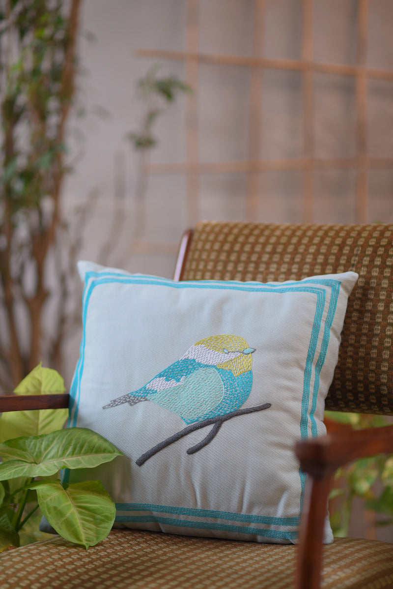 Blue Sparrow Cushion