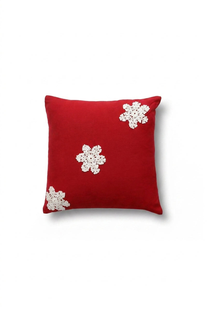 White Crochet snow flakes Cushion