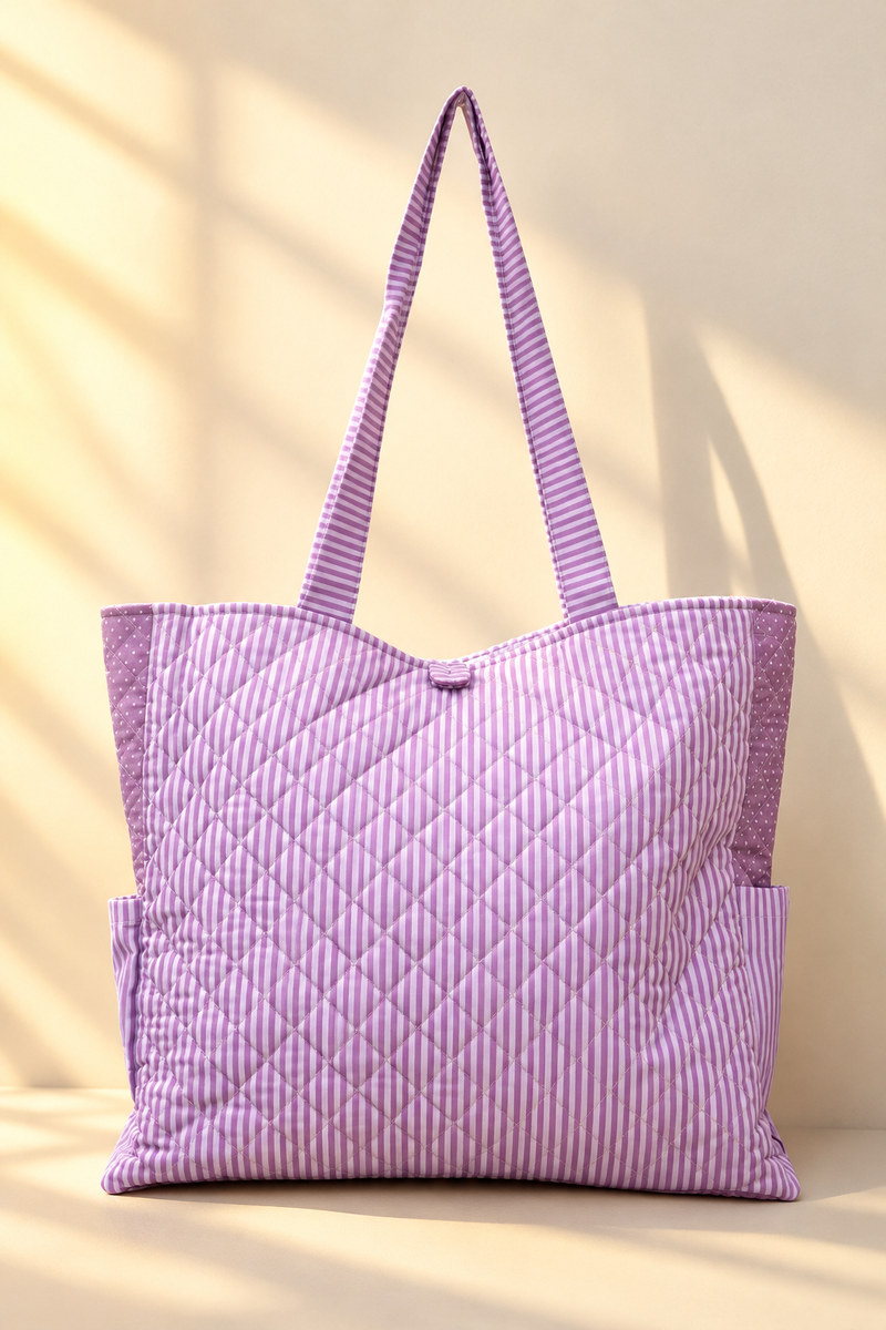 Lavender quilted tote bag