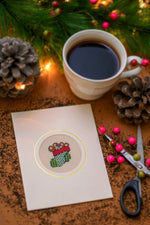 Teddy In Stocking Card