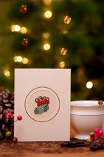 Teddy In Stocking Card