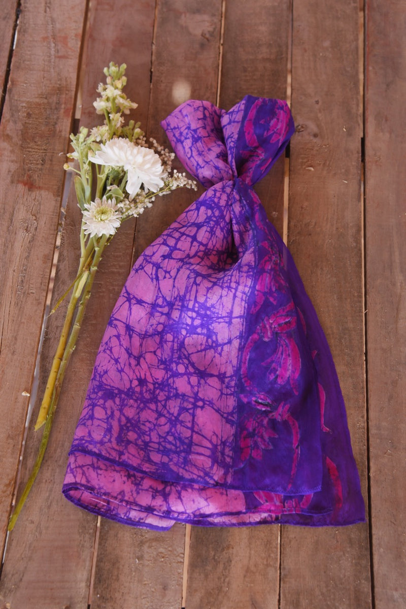 Magenta With Purple Chaotic Lines Scarf