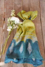 Green With Blue Border Scarf