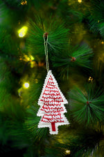 Fabric Christmas with Red Waves Tree Ornament