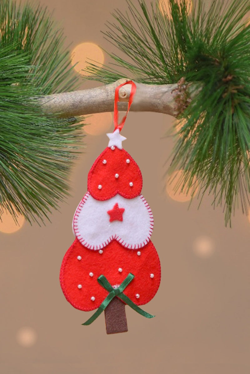 Red And White Heart Tree Ornament
