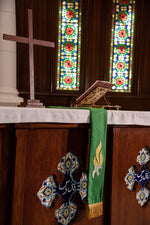 Silver Dove And Flame On Green Stole