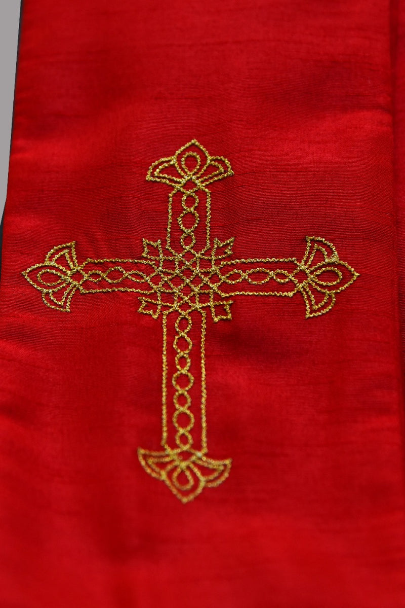 Red Raw Silk Stole A Cord Of 3 red-raw-silk-stole-a-cord-of-3