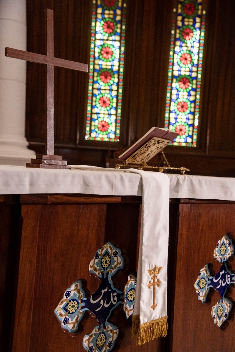 Golden Latin Cross On White Stole