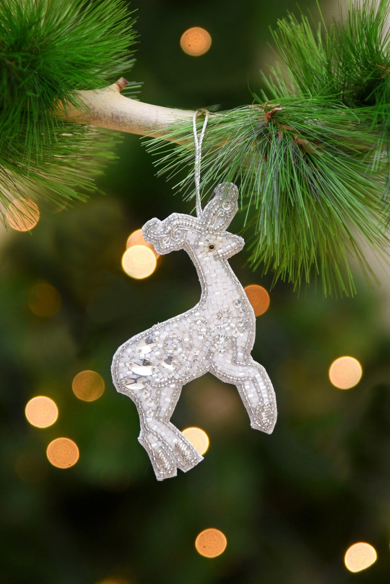 Snowy Reindeer Ornament