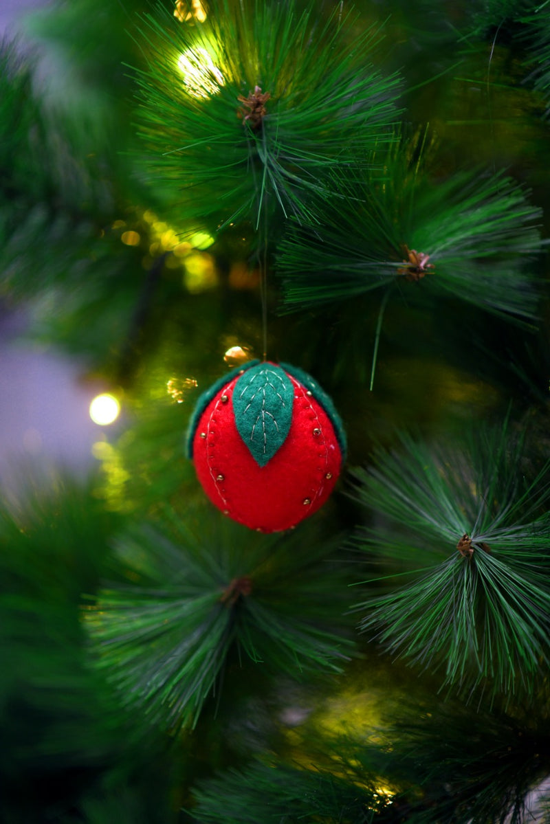 Felt Fabric Christmas Cherry Ornament