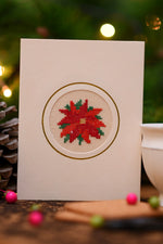 Poinsettias With Green Leaves Card