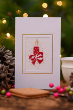 Red Festive Candle With Bow Card