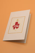 Red Festive Candle With Bow Card